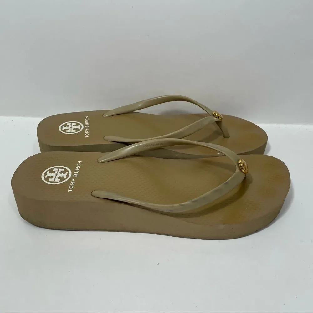 Tory Burch Gold Platform Thong Sandals